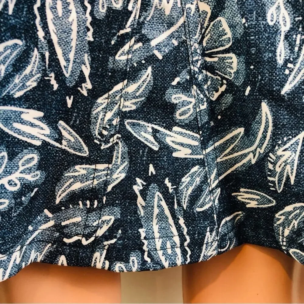 Rip Skirt Blue Rustica Denim Print Adjustable Wrap Waist Lightweight Comfort - Picture 9 of 16